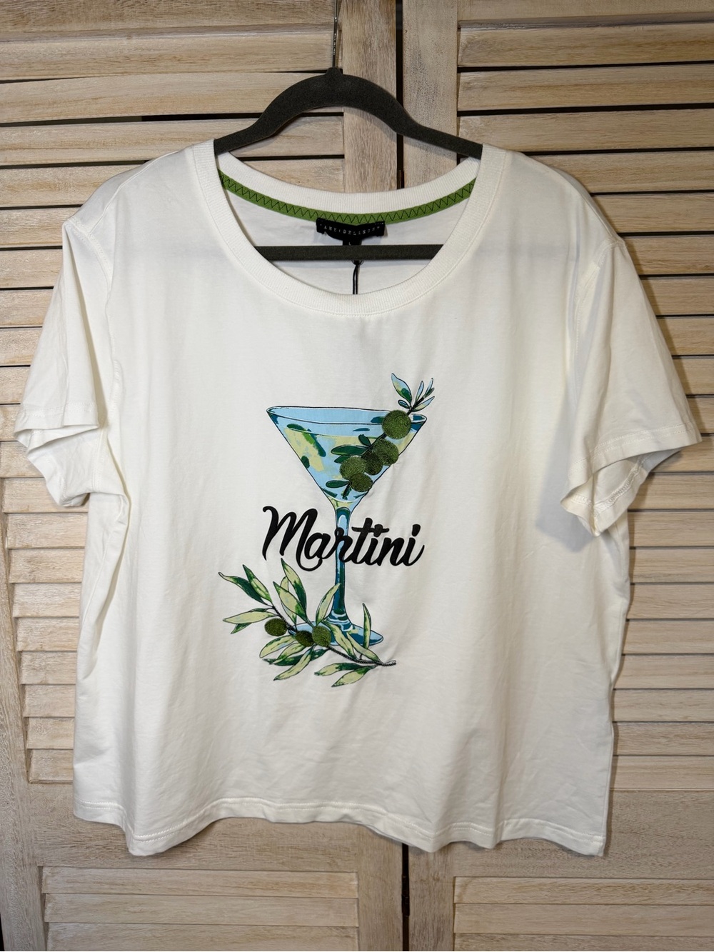 NWT Jane + Delancey White Martini Graphic Tee
